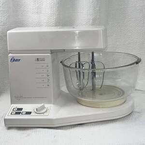 Vintage Oster Kitchen Center 5500-93A Stand Mixer Glass Bowl Beaters Tested USA